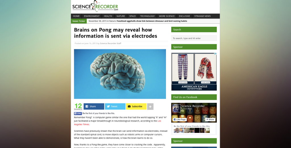 Brains on Pong